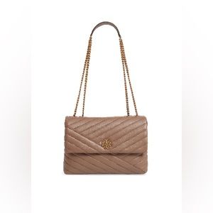 Tory Burch Kira Chevron Leather Crossbody Bag Taupe